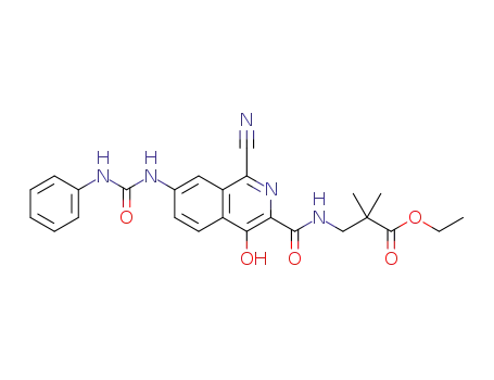 3-{[1-cyano-4-hydroxy-7-(3-phenylureido)isoquinoline-3-carbonyl]amino}-2,2-dimethylpropionic acid ethyl ester