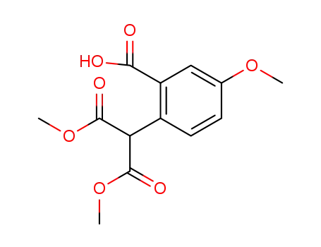 Molecular Structure of 1370606-52-2 (2-(di(methoxycarbonyl)methyl)-5-methoxybenzoic acid)