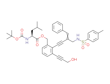 2-tert-butoxycarbonylamino-4-methyl-pentanoic acid 3-(3-hydroxy-prop-1-ynyl)-2-{4-phenyl-3-[(toluene-4-sulfonylamino)-methyl]-but-3-en-1-ynyl}-benzyl ester
