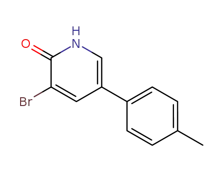 Molecular Structure of 1443542-89-9 (3-bromo-5-(4-methylphenyl)-2(1H)-pyridinone)