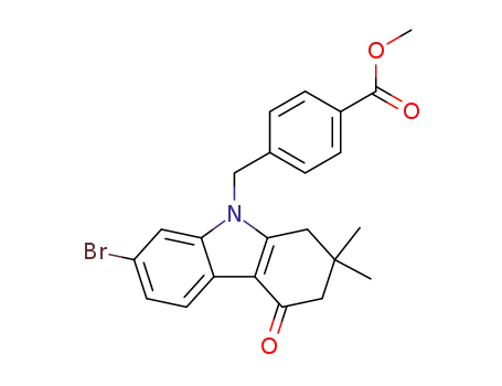 Molecular Structure of 1432509-23-3 (methyl 4-((7-bromo-2,2-dimethyl-4-oxo-1,2,3,4-tetrahydrocarbazol-9-yl)methyl)benzoate)