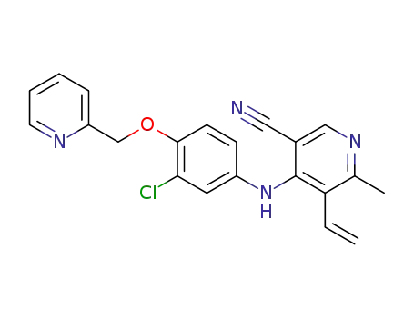 Molecular Structure of 1436405-39-8 (4-((3-chloro-4-(pyridin-2-ylmethoxy)phenyl)amino)-6-methyl-5-vinylnicotinonitrile)
