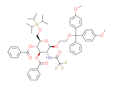 3,4-di-O-benzoyl-2-deoxy-1-O-[2-(4,4'-dimethoxytrityloxy)ethyl]-2-trifluoroacetylamino-6-O-triisopropylsilyl-β-D-glucopyranoside