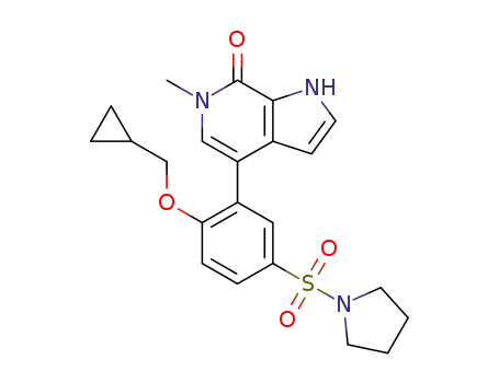 Molecular Structure of 1446235-36-4 (4-[2-(cyclopropylmethoxy)-5-(pyrrolidin-1-ylsulfonyl)phenyl]-6-methyl-1,6-dihydro-7H-pyrrolo[2,3-c]pyridin-7-one)