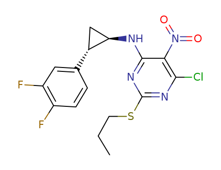 6-chloro-N-((1R,2S)-2-(3,4-difluorophenyl)cyclopropyl)-5-nitro-2-(propylthio)pyrimidin-4-amine