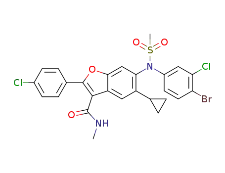 6-(N-(4-bromo-3-chlorophenyl)methanesulfonamido)-5-cyclopropyl-2-(4-fluorophenyl)-N-methylbenzofuran-3-carboxamide
