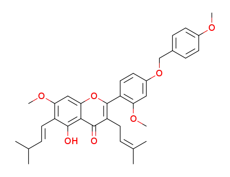 (E)-5-hydroxy-7-methoxy-2-(2-methoxy-4-((4-methoxybenzyl)oxy)phenyl)-6-(3-methylbut-1-en-1-yl)-3-(3-methylbut-2-en-1-yl)-4H-chromen-4-one