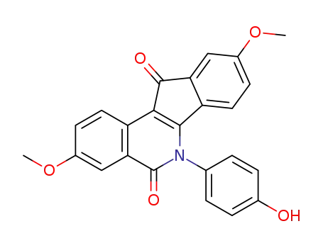 Molecular Structure of 1225021-05-5 (6-(4-hydroxyphenyl)-3,9-dimethoxy-5H-indeno[1,2-c] isoquinoline-5,11(6H)-diketone)
