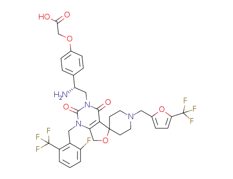 (R)-2-(4-(1-amino-2-(1-(2-fluoro-6-(trifluoromethyl)benzyl)-2,4-dioxo-1'-((5-(trifluoromethyl)furan-2-yl)methyl)-1H-spiro[furo[3,4-d]pyrimidine-5,4'-piperidin]-3(2H,4H,7H)-yl)ethyl)phenoxy)acetic acid
