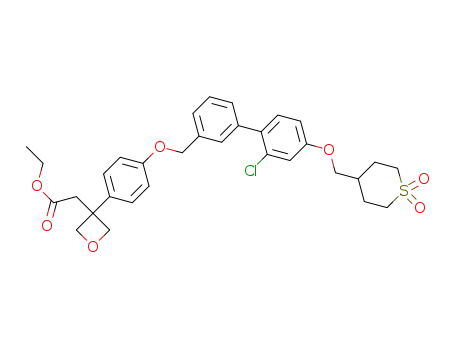 ethyl 2-(3-(4-((2'-chloro-4'-((1,1-dioxidotetrahydro-2H-thiopyran-4-yl)methoxy)-[1,1'-biphenyl]-3-yl)methoxy)phenyl)oxetan-3-yl)acetate