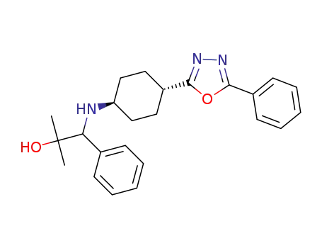 Molecular Structure of 1456507-51-9 (2-methyl-1-phenyl-1-(((1r,4r)-4-(5-phenyl-1,3,4-oxadiazol-2-yl)cyclohexyl)amino)propan-2-ol)