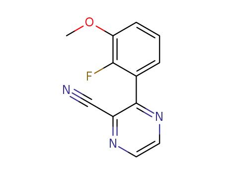 Molecular Structure of 1439364-58-5 (3-(2'-fluoro-3'-methoxyphenyl)pyrazine-2-carbonitrile)