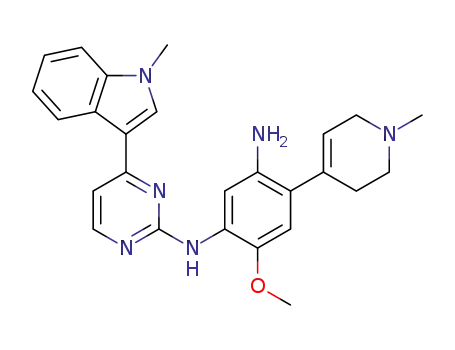 Molecular Structure of 1421373-06-9 (4-methoxy-6-(1-methyl-1,2,3,6-tetrahydropyridin-4-yl)-N'-{4-(1-methylindol-3-yl)pyrimidine-2-yl}benzene-1,3-diamine)