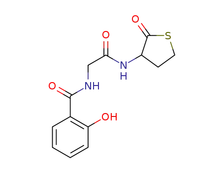 Molecular Structure of 1258323-53-3 (2-hydroxy-N-(2-oxo-2-(2-oxotetrahydrothiophen-3-ylamino)ethyl)benzamide)