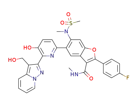 2-(4-fluorophenyl)-5-(5-hydroxy-6-(3-(hydroxymethyl)pyrazolo[1,5-a]pyridin-2-yl)pyridin-2-yl)-N-methyl-6-(N-methylmethylsulfonamido)benzofuran-3-carboxamide