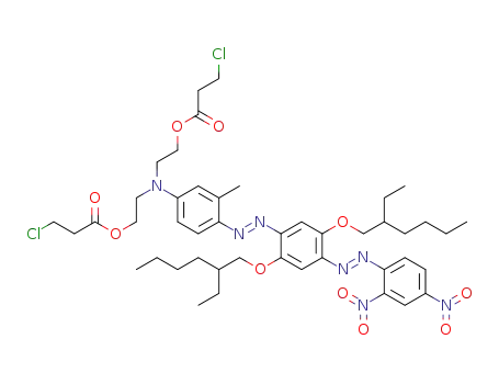 2,2’-(4-((E)-(4-((E)-(2,4-dinitrophenyl)diazenyl)-2,5-bis(2-ethylhexyloxy)phenyl)diazenyl)-3-methylphenylazanediyl)bis(ethane-2,1-diyl) bis(3-chloropropanoate)