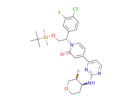 1-((S)-2-(tert-butyldimethylsilyloxy)-1-(4-chloro-3-fluorophenyl)ethyl)-4-(2-((3S,4S)-3-fluorotetrahydro-2H-pyran-4-ylamino)pyrimidin-4-yl)pyridin-2(1H)-one