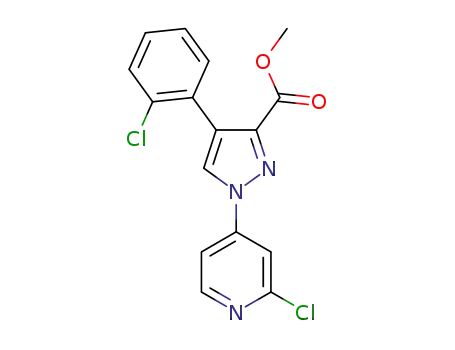 Molecular Structure of 1445891-15-5 (methyl 4-(2-chlorophenyl)-1-(2-chloropyridin-4-yl)-1H-pyrazole-3-carboxylate)