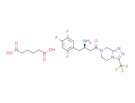 Molecular Structure of 1417158-34-9 ((2R)-4-oxo-4-[3-(trifluoromethyl)-5,6-dihydro[1,2,4]triazolo[4,3-a]pyrazin-7(8H)-yl]-1-(2,4,5-trifluorophenyl)butan-2-amine adipic acid)