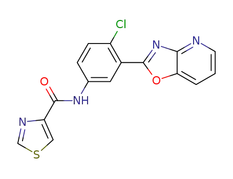 Molecular Structure of 1448806-17-4 (N-(4-chloro-3-(oxazolo[4,5-b]pyridin-2-yl)phenyl)thiazole-4-carboxamide)