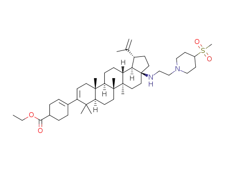 ethyl 4-((1R,3aS,5aR,5bR,7aR,11aS,11bR,13aR,13bR)-5a,5b,8,8,11a-pentamethyl-3a-((2-(4-(methylsulfonyl)piperidin-1-yl)ethyl)amino)-1-(prop-1-en-2-yl)-2,3,3a,4,5,5a,5b,6,7,7a,8,11,11a,11b,12,13,13a,13b-octadecahydro-1H-cyclopenta[a]chrysen-9-yl)cyclohex-3-enecarboxylate