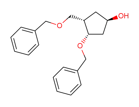 Molecular Structure of 1425925-93-4 ((1R,3S,4S)-3-(benzyloxy)-4-(benzyloxymethyl)cyclopentanol)