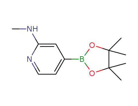 Molecular Structure of 1350913-08-4 (N-Methyl-4-(4,4,5,5-tetraMethyl-1,3,2-dioxaborolan-2-yl)pyridin-2-aMine)