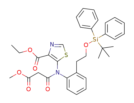 ethyl 5-(2-(2-(tert-butyldiphenylsilyloxo)ethyl)phenyl-2-methoxycarbonylacetamido)thiazole-4-formate