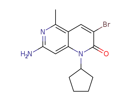 Molecular Structure of 1552300-42-1 (7-amino-3-bromo-1-cyclopentyl-5-methyl-1,6-naphthyridin-2(1H)-one)