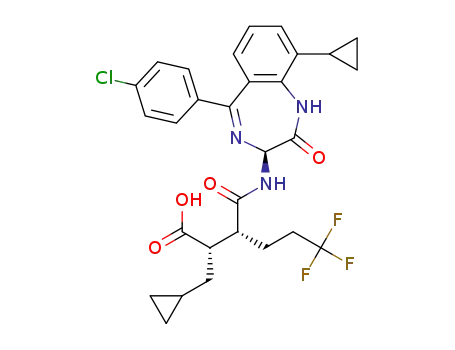 Molecular Structure of 1584715-43-4 ((2S,3R)-3-(((3S)-5-(4-chlorophenyl)-9-cyclopropyl-2-oxo-2,3-dihydro-1H-benzo[e] [1,4]diazepin-3-yl)carbamoyl)-2-(cyclopropylmethyl)-6,6,6-trifluorohexanoic acid)