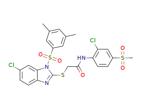 2-({6-chloro-1-[(3,5-dimethylphenyl)sulfonyl]-1H-benzimidazol-2-yl}sulfanyl)-N-[2-chloro-4-(methylsulfonyl)phenyl]acetamide