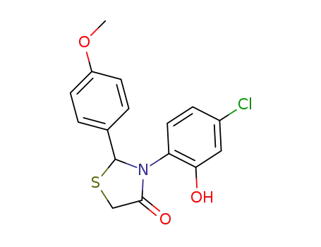 Molecular Structure of 1620166-71-3 (3-(4-chloro-2-hydroxyphenyl)-2-(4-methoxyphenyl)thiazolidin-4-one)