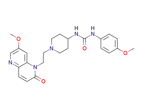Molecular Structure of 1623153-88-7 (1-(1-(2-(7-methoxy-2-oxo-1,5-naphthyridin-1(2H)-yl)ethyl)piperidin-4-yl)-3-(4-methoxyphenyl)urea)