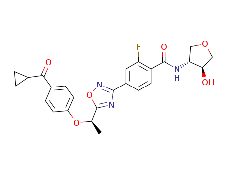 4-(5-{(1R)-1-[4-(cyclopropylcarbonyl)phenoxy]ethyl}-1,2,4-oxadiazol-3-yl)-2-fluoro-N-[(3R,4S)-4-hydroxytetrahydrofuran-3-yl]benzamide