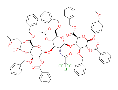 4-methoxyphenyl O-(benzyl 2-O-benzoyl-3-O-benzyl-4-O-levulinoyl-β-D-glucopyranosyluronate)-(1→3)-O-(4-O-acetyl-6-O-benzyl-2-deoxy-2-trichloroacetamido-β-D-glucopyranosyl)-(1→4)-benzyl 2-O-benzoyl-3-O-benzyl-β-D-glucopyranosiduronate