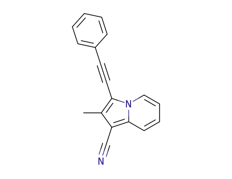 Molecular Structure of 1394827-65-6 (2-methyl-3-(phenylethynyl)indolizine-1-carbonitrile)