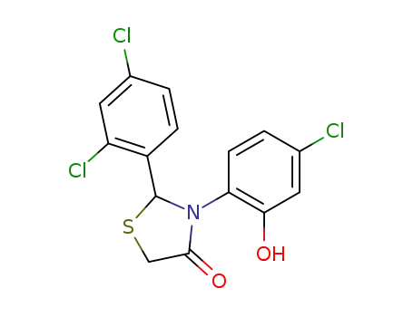 Molecular Structure of 1620166-68-8 (3-(4-chloro-2-hydroxyphenyl)-2-(2,4-dichlorophenyl)thiazolidin-4-one)