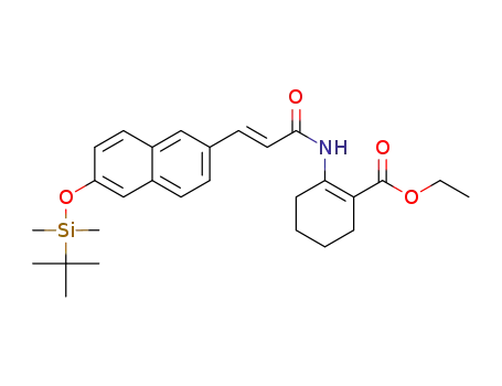 Molecular Structure of 1616119-46-0 ((E)-ethyl 2-(3-(6-((tert-butyldimethylsilyl)oxy)naphthalen-2-yl)acrylamido)cyclohex-1-enecarboxylate)