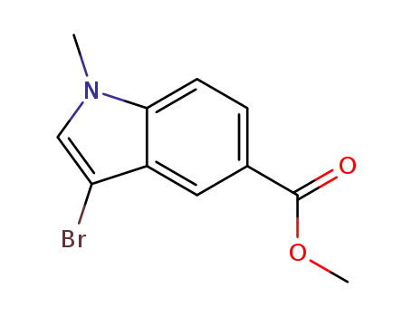 Molecular Structure of 1609967-66-9 (3-bromo-1-methyl-1H-indole-5-carboxylic acid methyl ester)
