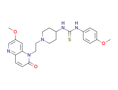 Molecular Structure of 1623153-75-2 (1-(1-(2-(7-methoxy-2-oxo-1,5-naphthyridin-1(2H)-yl)ethyl)piperidin-4-yl)-3-(4-methoxyphenyl)thiourea)