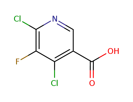 Molecular Structure of 154012-18-7 (3-Pyridinecarboxylic acid, 4,6-dichloro-5-fluoro-)