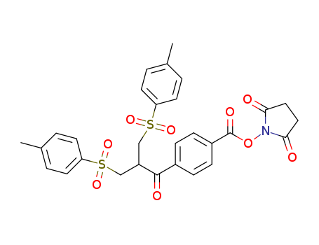 Molecular Structure of 899452-51-8 (2,5-Pyrrolidinedione,
1-[[4-[3-[(4-methylphenyl)sulfonyl]-2-[[(4-methylphenyl)sulfonyl]methyl]-1-
oxopropyl]benzoyl]oxy]-)