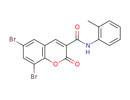 Molecular Structure of 325807-61-2 (6,8-dibromo-2-oxo-N-o-tolyl-2H-chromene-3-carboxamide)