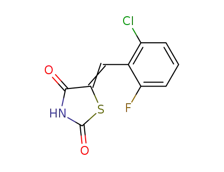 Molecular Structure of 141479-30-3 (2,4-Thiazolidinedione, 5-[(2-chloro-6-fluorophenyl)methylene]-)