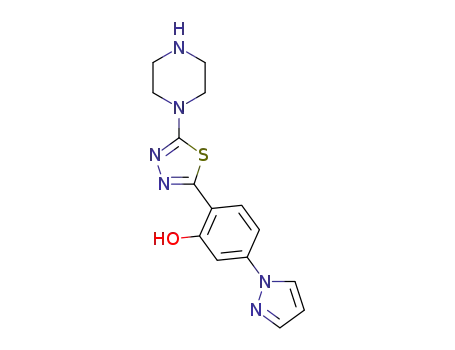 2-(5-(piperazin-1-yl)-1,3,4-thiadiazol-2-yl)-5-(1H-pyrazol-1-yl)phenol