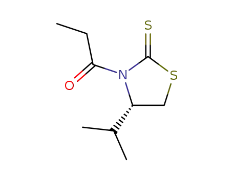 Molecular Structure of 102831-92-5 ((S)-4-Isopropyl-3-propionyl-1,3-oxazolidine-2-thione)