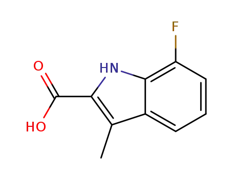 Molecular Structure of 866211-12-3 (7-fluoro-3-methyl-1H-indole-2-carboxylic acid(SALTDATA: FREE))