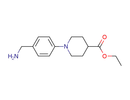 Molecular Structure of 771583-44-9 (1-(4-AMINOMETHYL-PHENYL)-PIPERIDINE-4-CARBOXYLIC ACID ETHYL ESTER)
