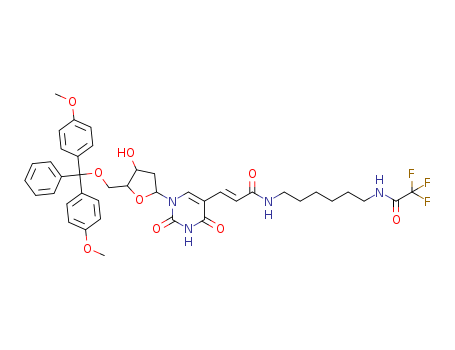 Uridine,5'-O-[bis(4-methoxyphenyl)phenylmethyl]-2'-deoxy-5-[3-oxo-3-[[6-[(trifluoroacetyl)amino]hexyl]amino]-1-propenyl]-(9CI)
