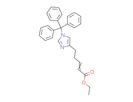 Molecular Structure of 102676-67-5 (2-Pentenoic acid, 5-[1-(triphenylmethyl)-1H-imidazol-4-yl]-, ethyl ester)
